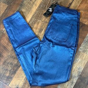 ✨ JC Jeans Metallic Blue Coated Skinny Jeans High Rise NWT